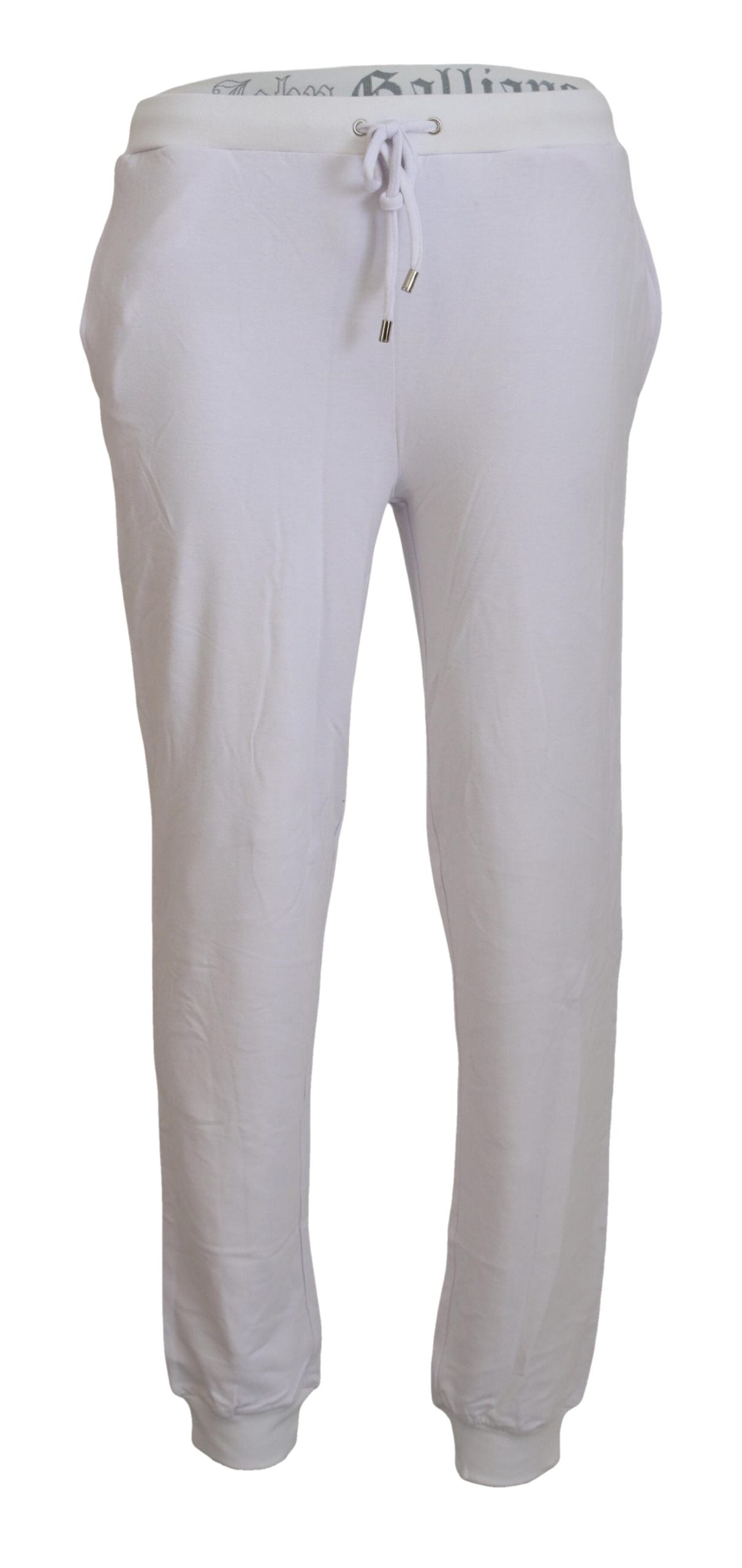 John Galliano White Cotton Logo Mens Jogger Pants | Regal Royce
