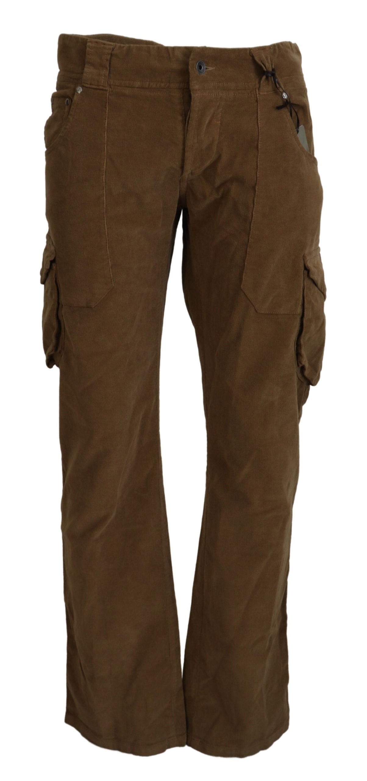 Ermanno Scervino Brown Cotton Corduroy Cargo Pants | Regal Royce