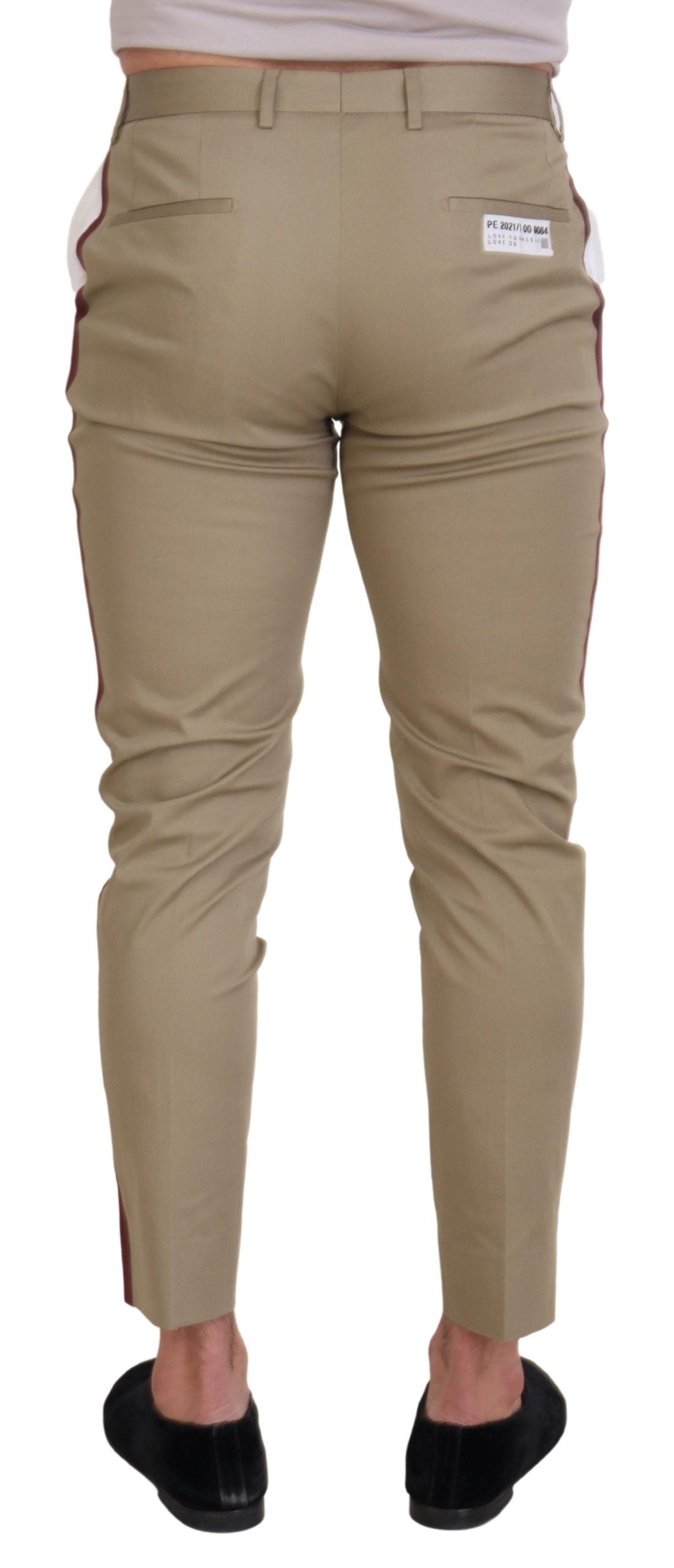 Dolce & Gabbana White Brown Slim Fit Chino Pants | Regal Royce