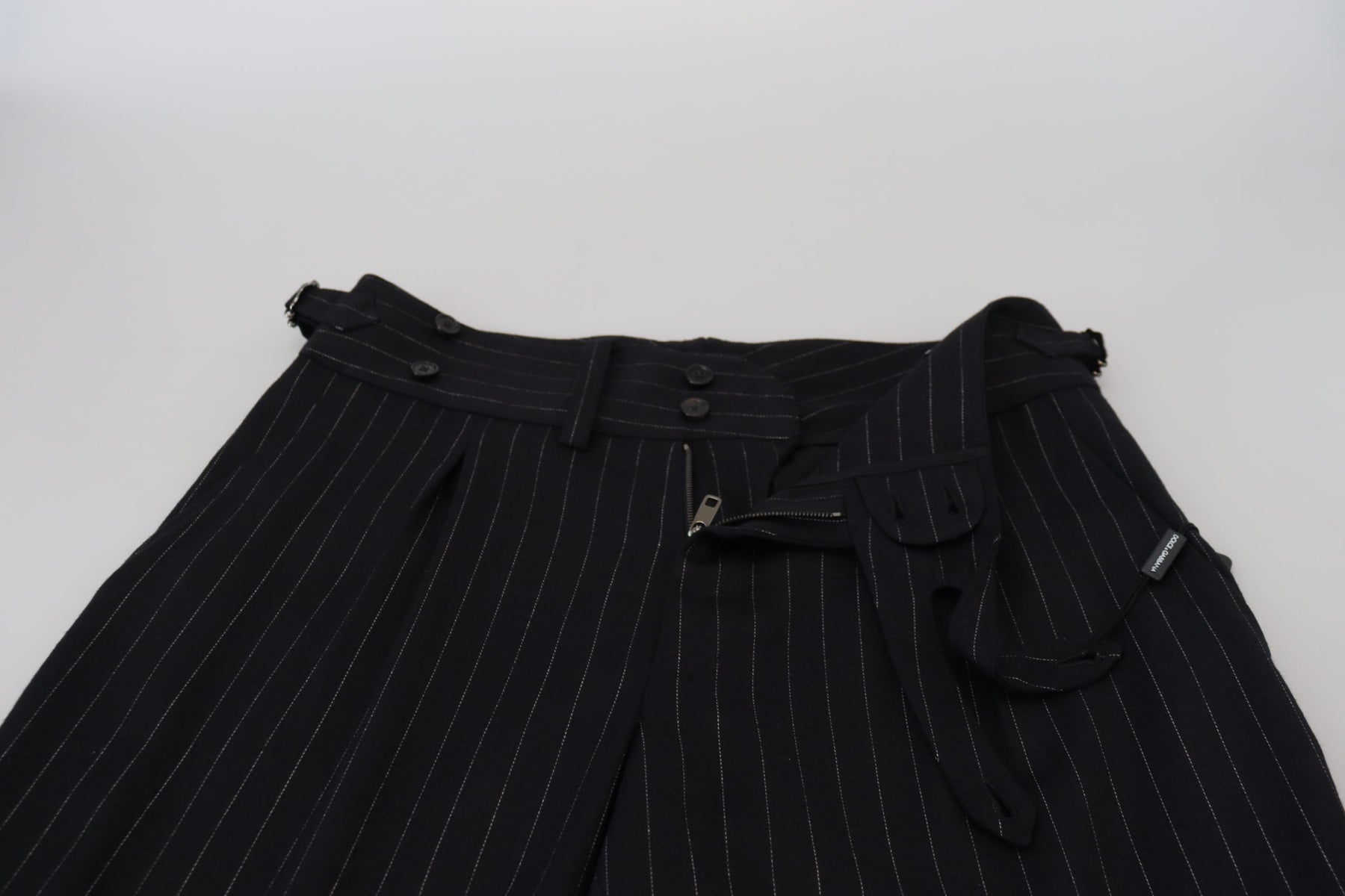 Dolce & Gabbana Black Wool Striped Chino Pants | Regal Royce