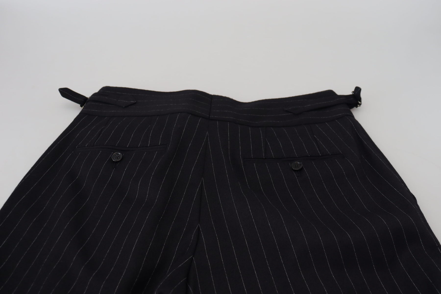 Dolce & Gabbana Black Wool Striped Chino Pants | Regal Royce