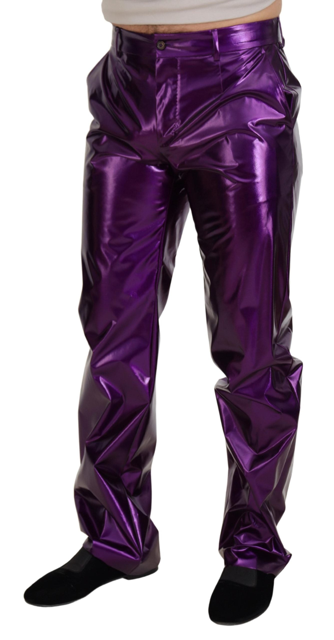 Dolce & Gabbana Purple Shining Men Casual Pants | Regal Royce