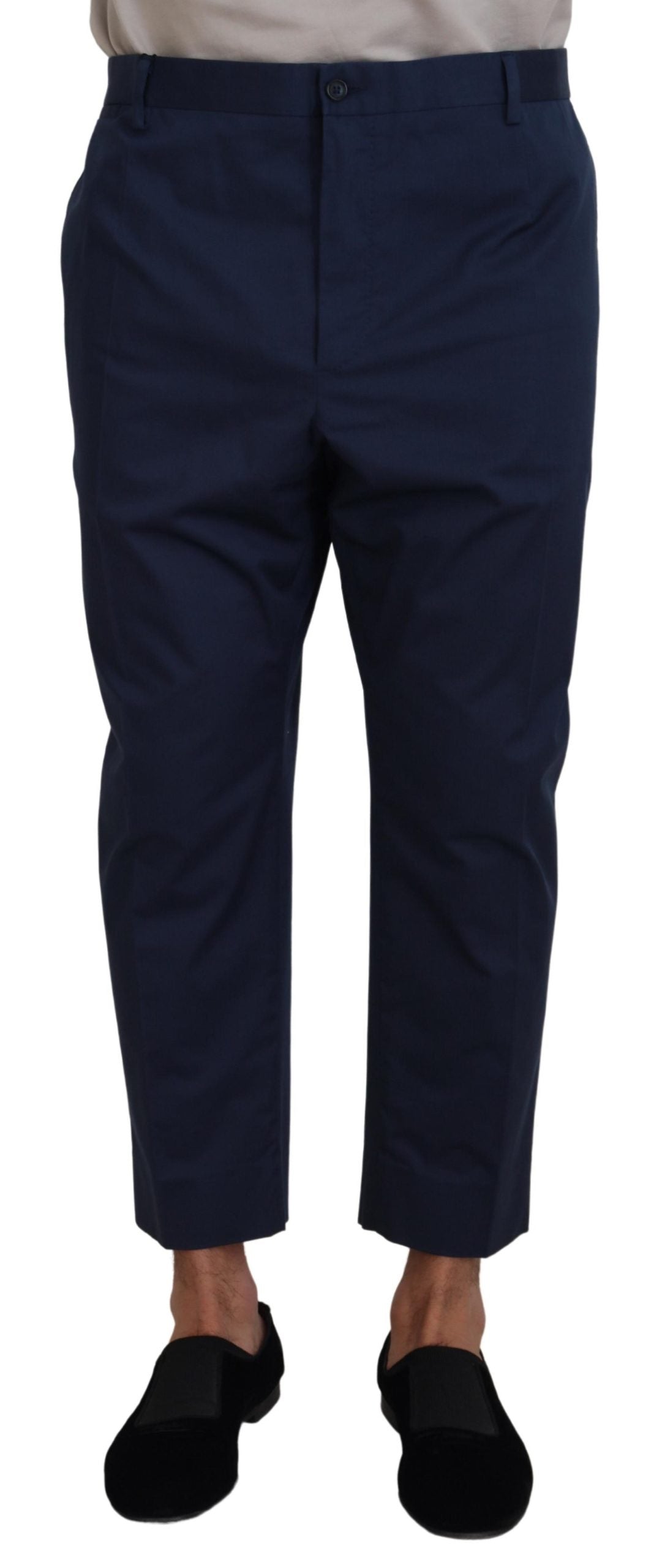 Dolce & Gabbana Blue Cotton Men Cropped Pants | Regal Royce