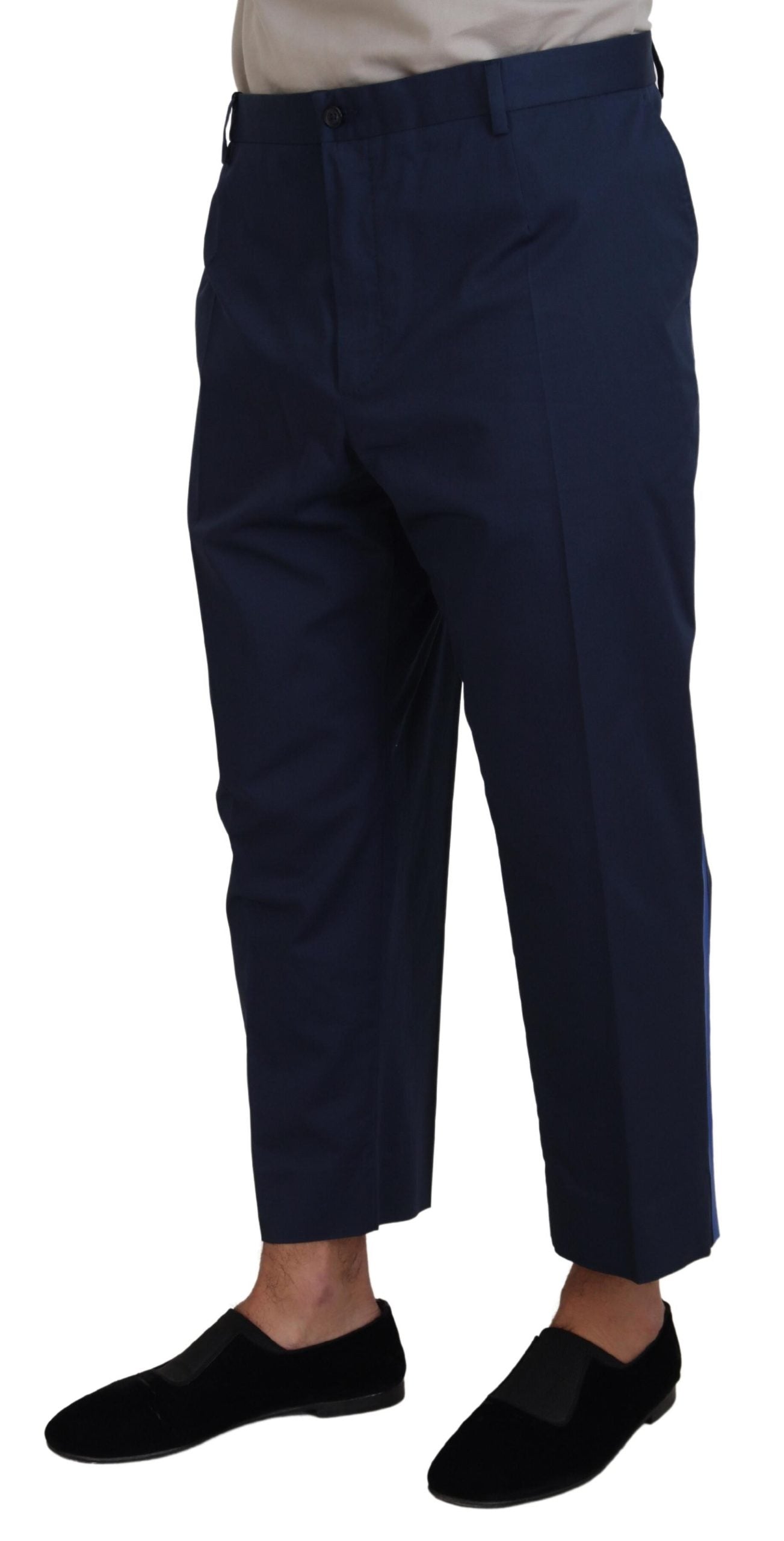 Dolce & Gabbana Blue Cotton Men Cropped Pants | Regal Royce