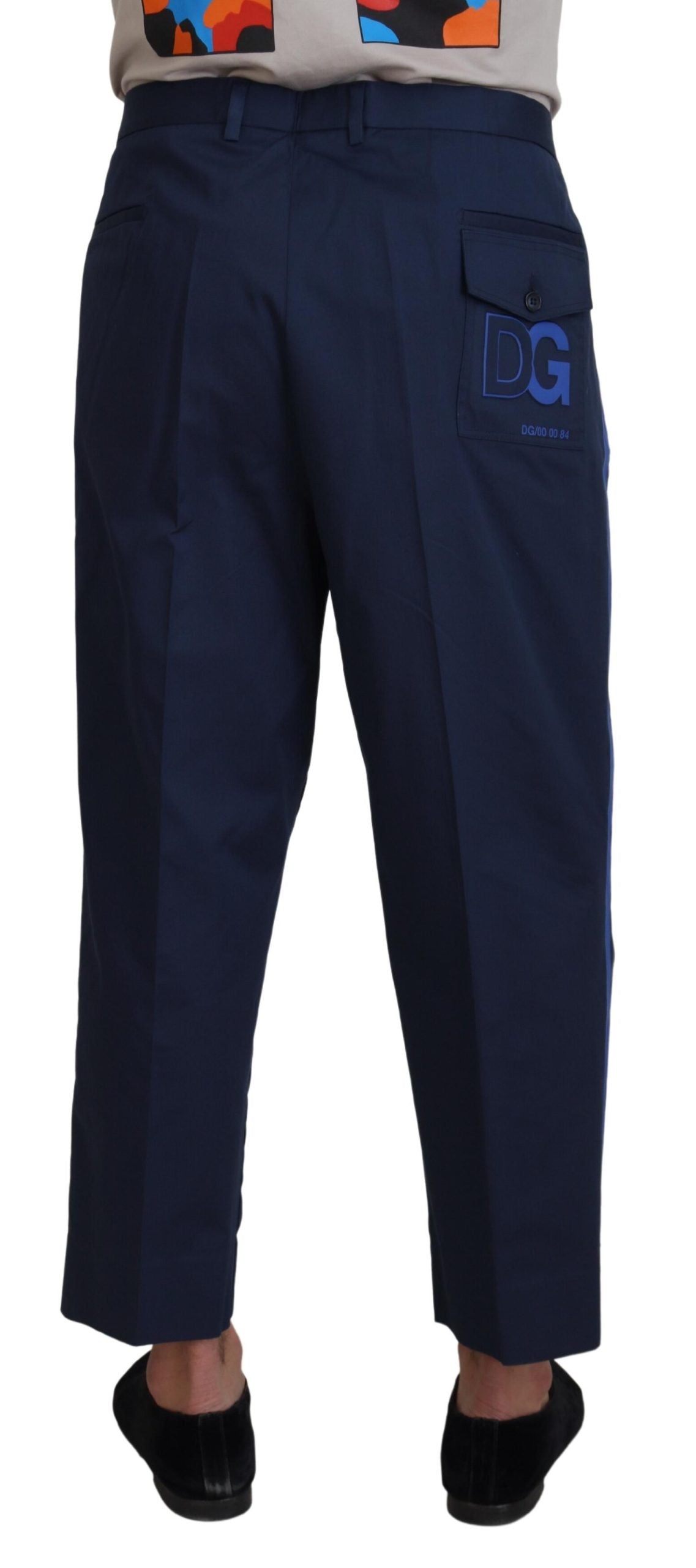 Dolce & Gabbana Blue Cotton Men Cropped Pants | Regal Royce