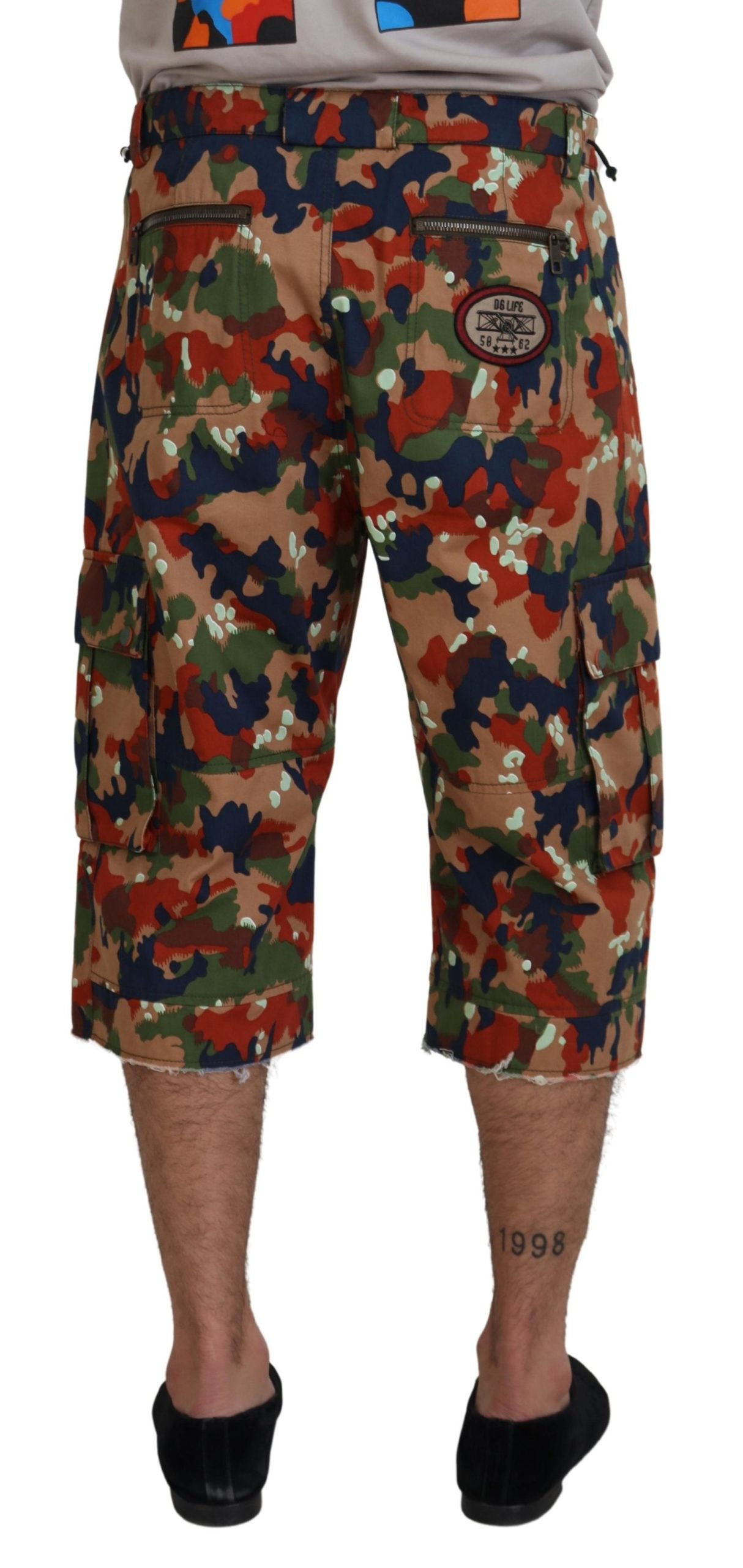 Dolce & Gabbana Multicolor Cotton Camouflaged Cargo Shorts | Regal Royce