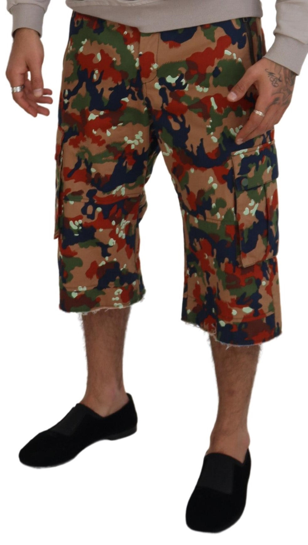 Dolce & Gabbana Multicolor Cotton Camouflaged Cargo Shorts | Regal Royce