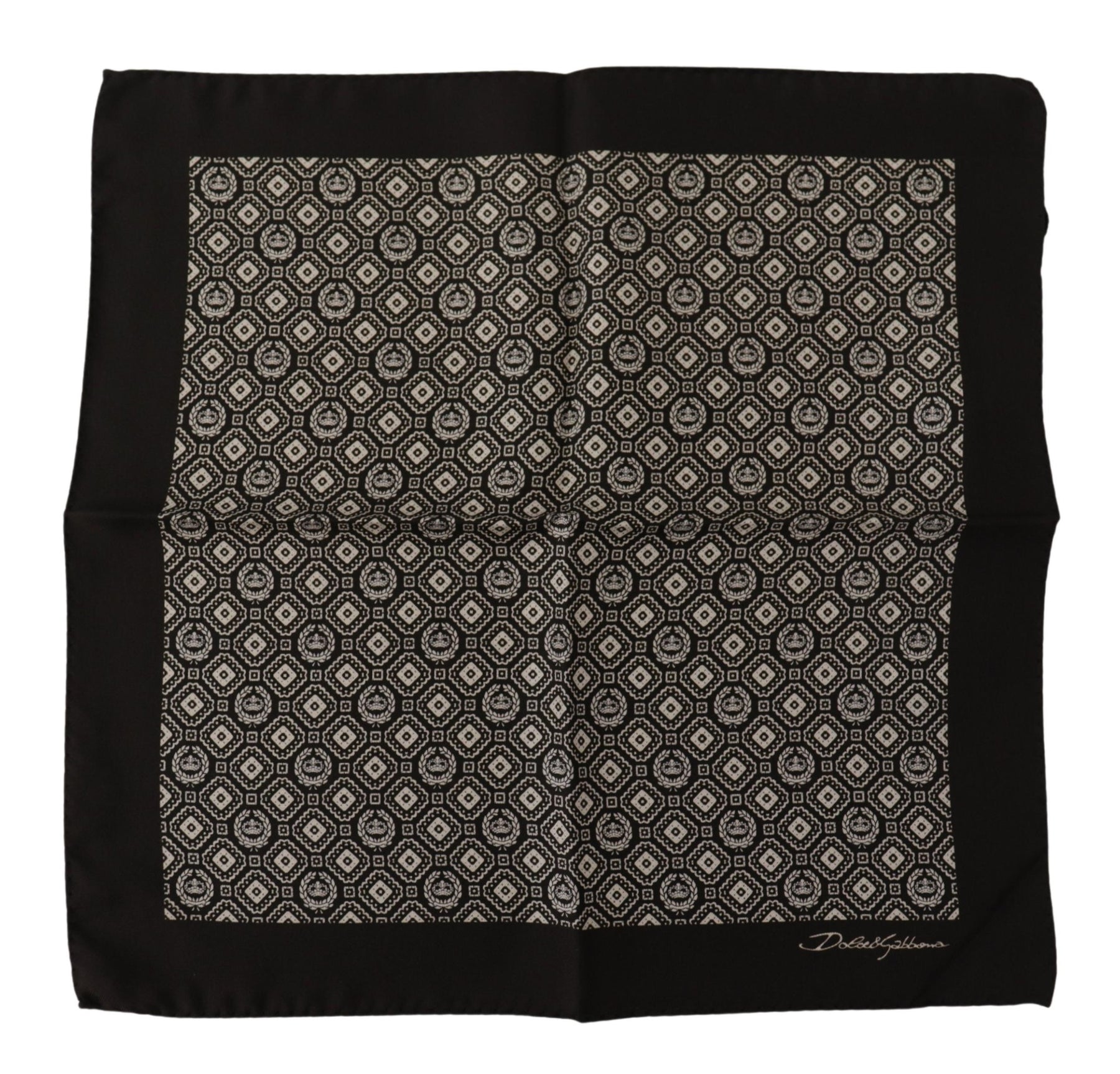 Dolce & Gabbana Black Patterned DG Logo Square Handkerchief Scarf | Regal Royce