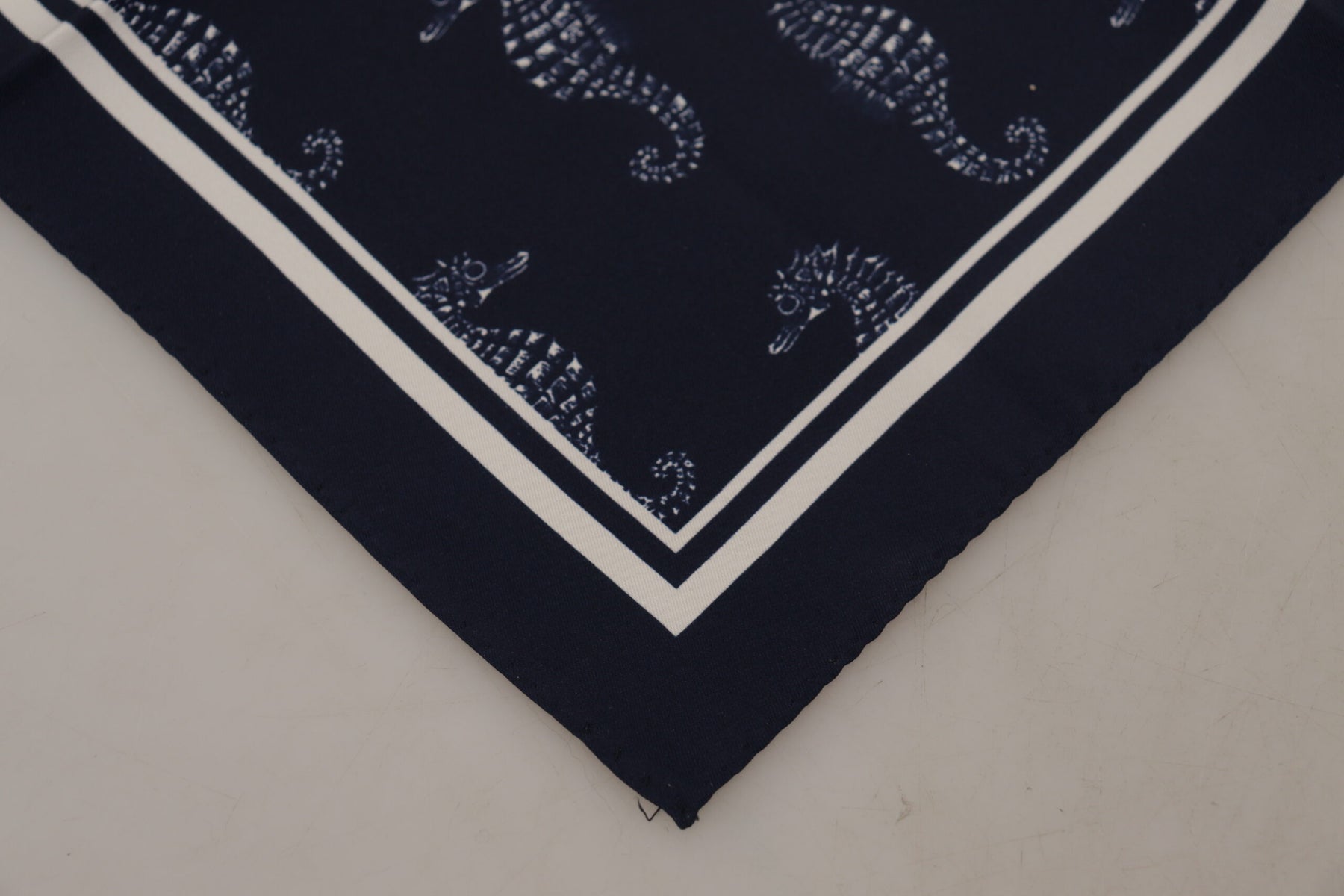 Dolce & Gabbana Blue Seahorse DG Printed Square Handkerchief Scarf | Regal Royce