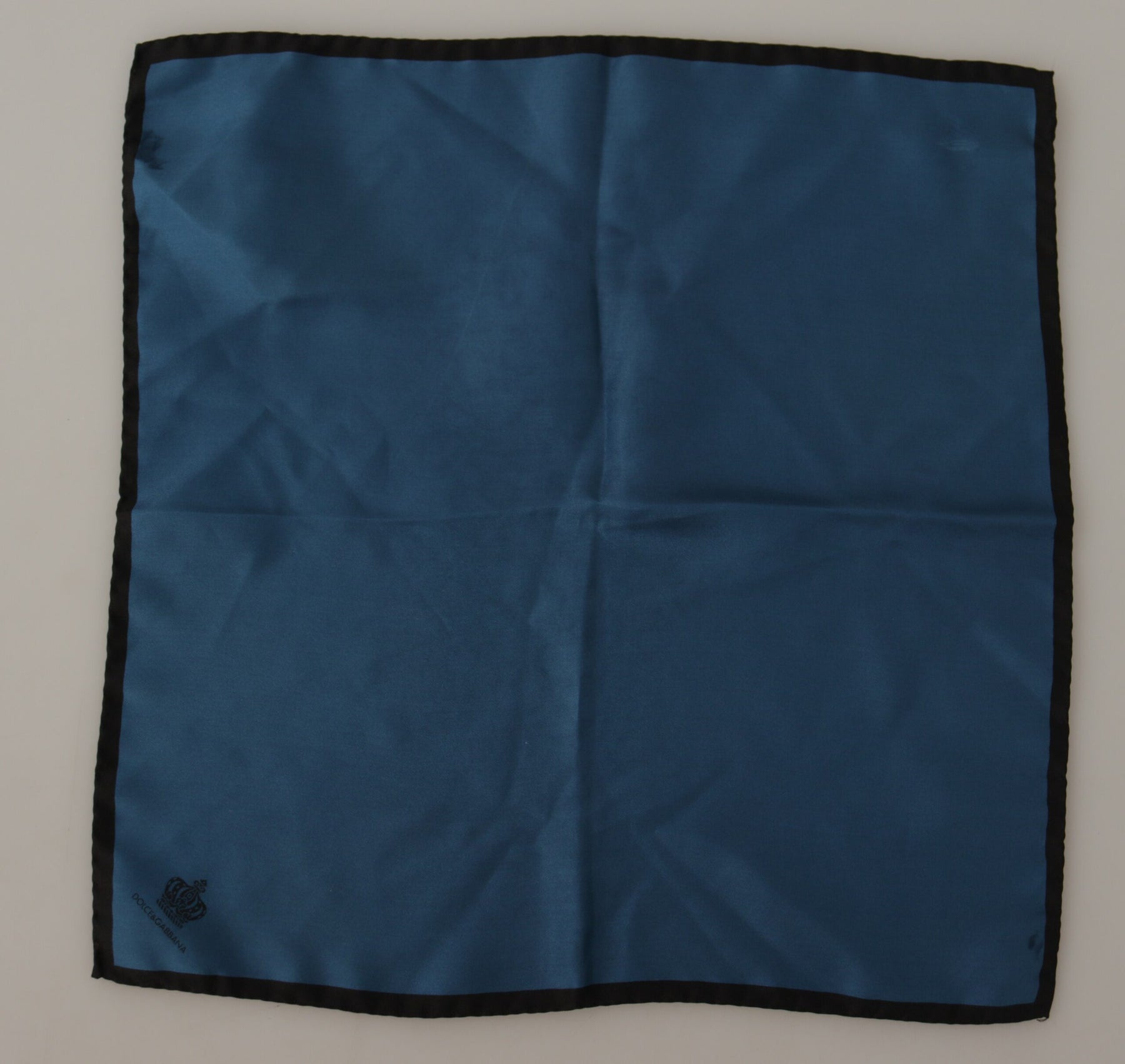 Dolce & Gabbana Black Blue DG Crown Printed Square Handkerchief Scarf | Regal Royce