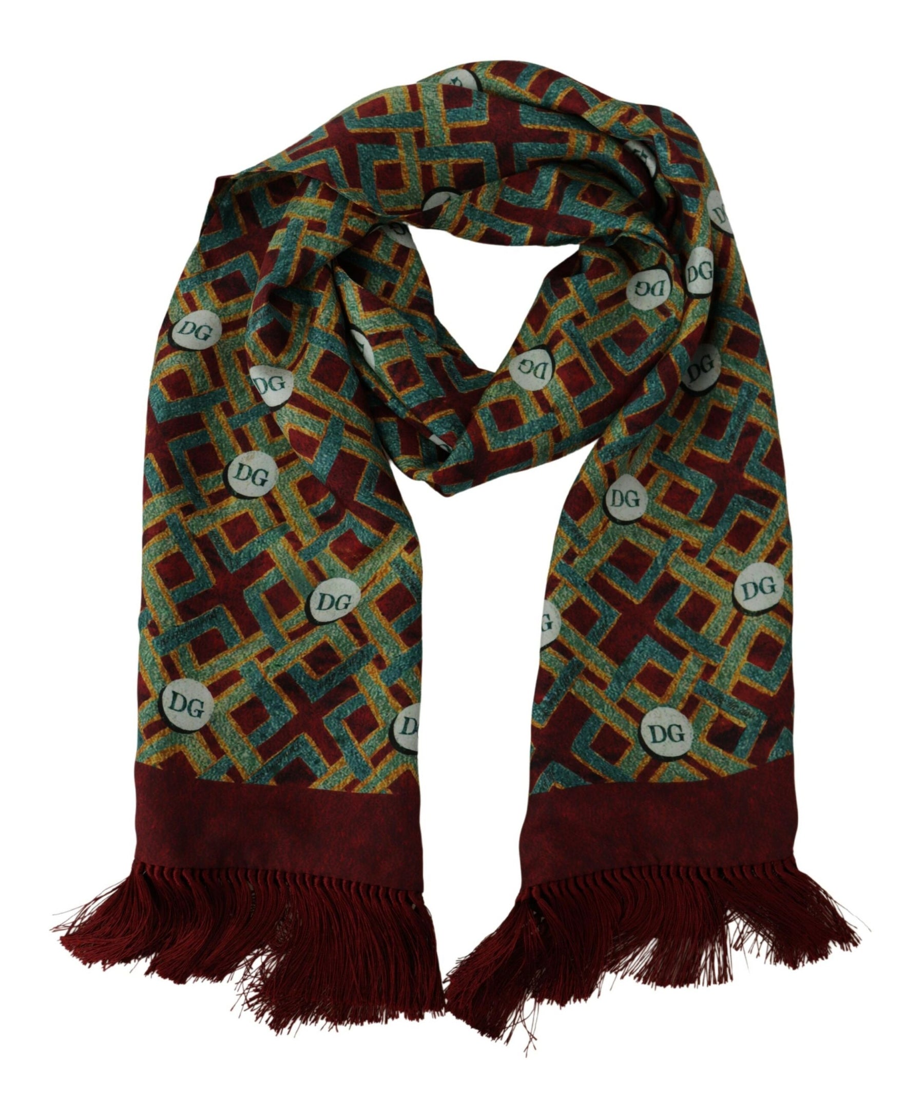 Dolce & Gabbana Multicolor DG Logo Shawl Warm Neck Wrap Fringe Scarf | Regal Royce