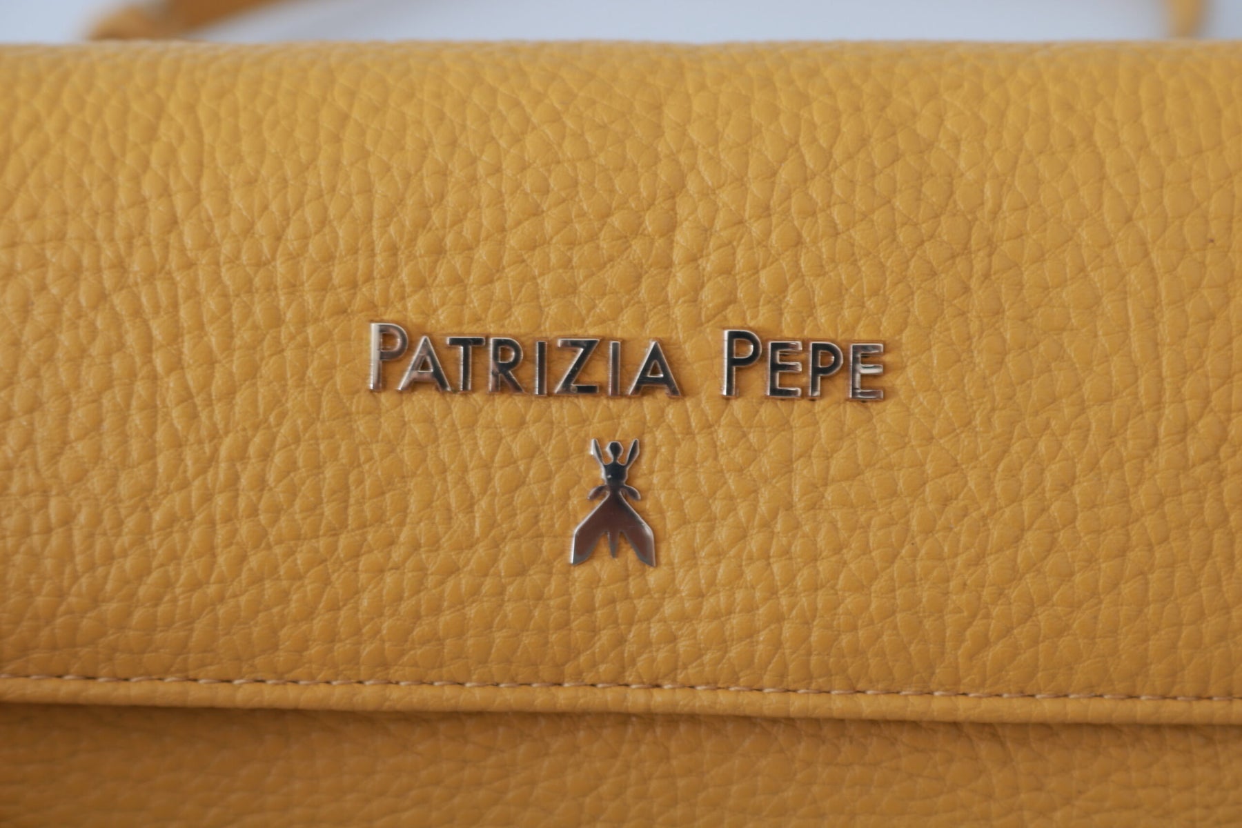 Patrizia Pepe Yellow Logo Leather Shoulder Strap Sling Bag | Regal Royce