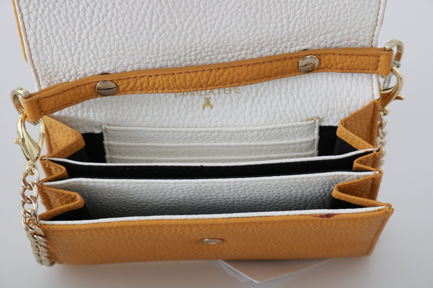 Patrizia Pepe Yellow Logo Leather Shoulder Strap Sling Bag | Regal Royce