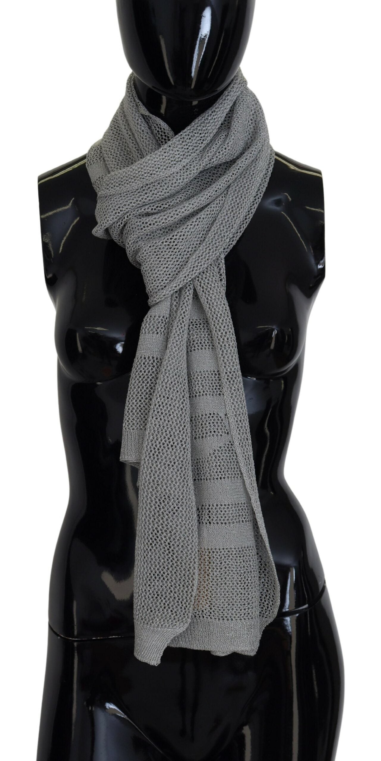John Galliano Gray Logo Knitted Neck Wrap Shawl Foulard Scarf | Regal Royce