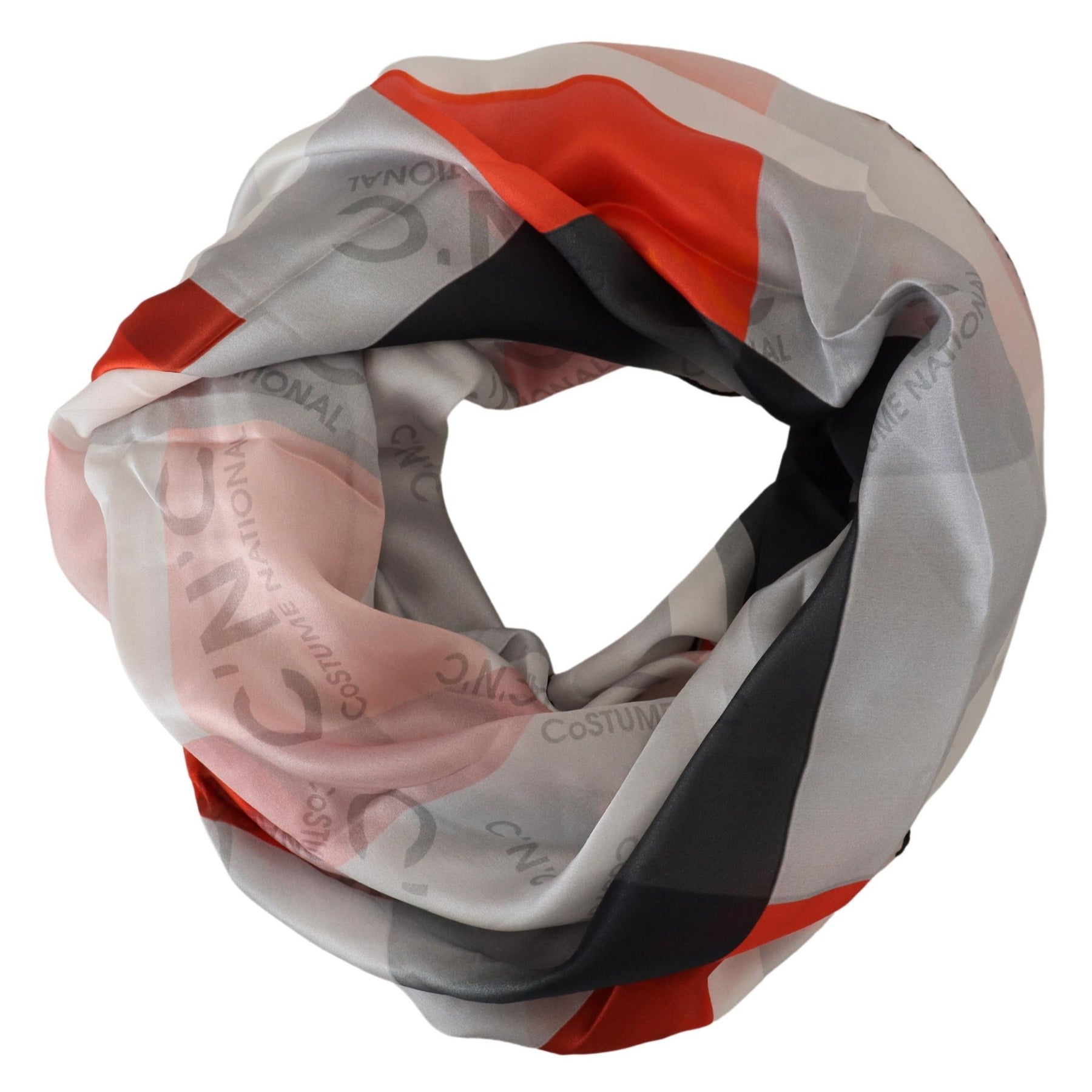 Costume National Gray Red Shawl Foulard Wrap Scarf | Regal Royce