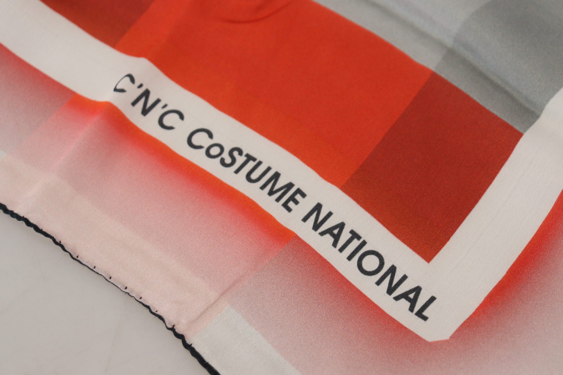 Costume National Gray Red Shawl Foulard Wrap Scarf | Regal Royce