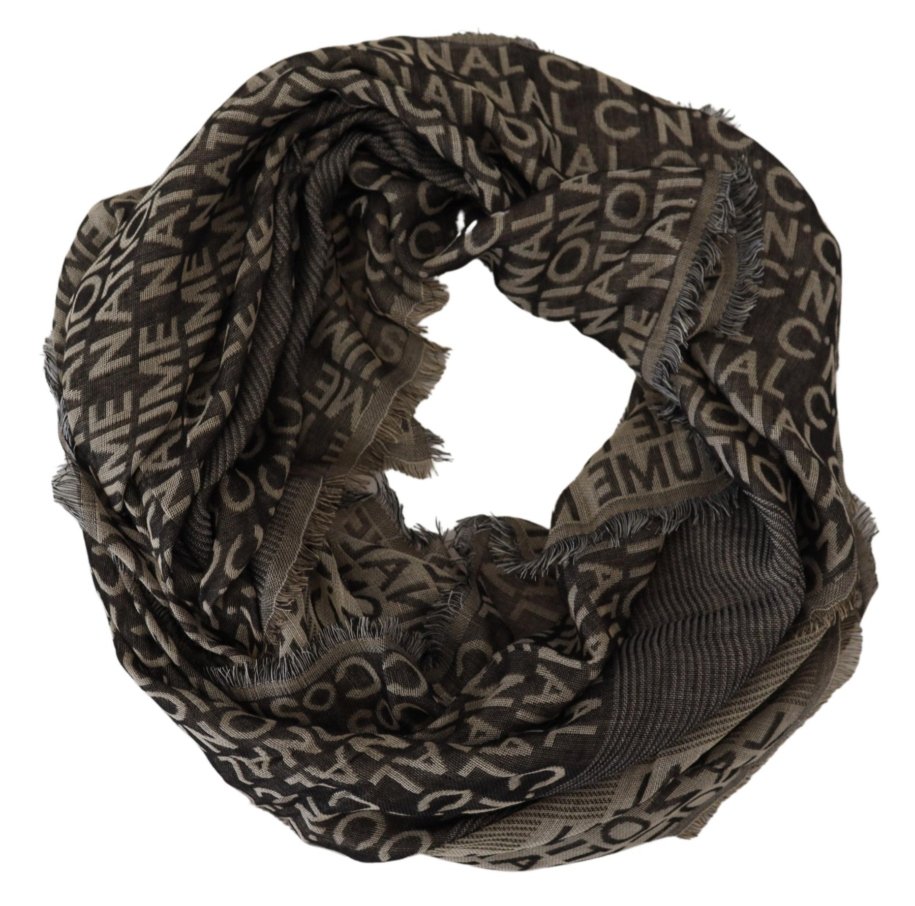 Costume National Gray Logo Knit Neck Wrap Shawl Scarf | Regal Royce