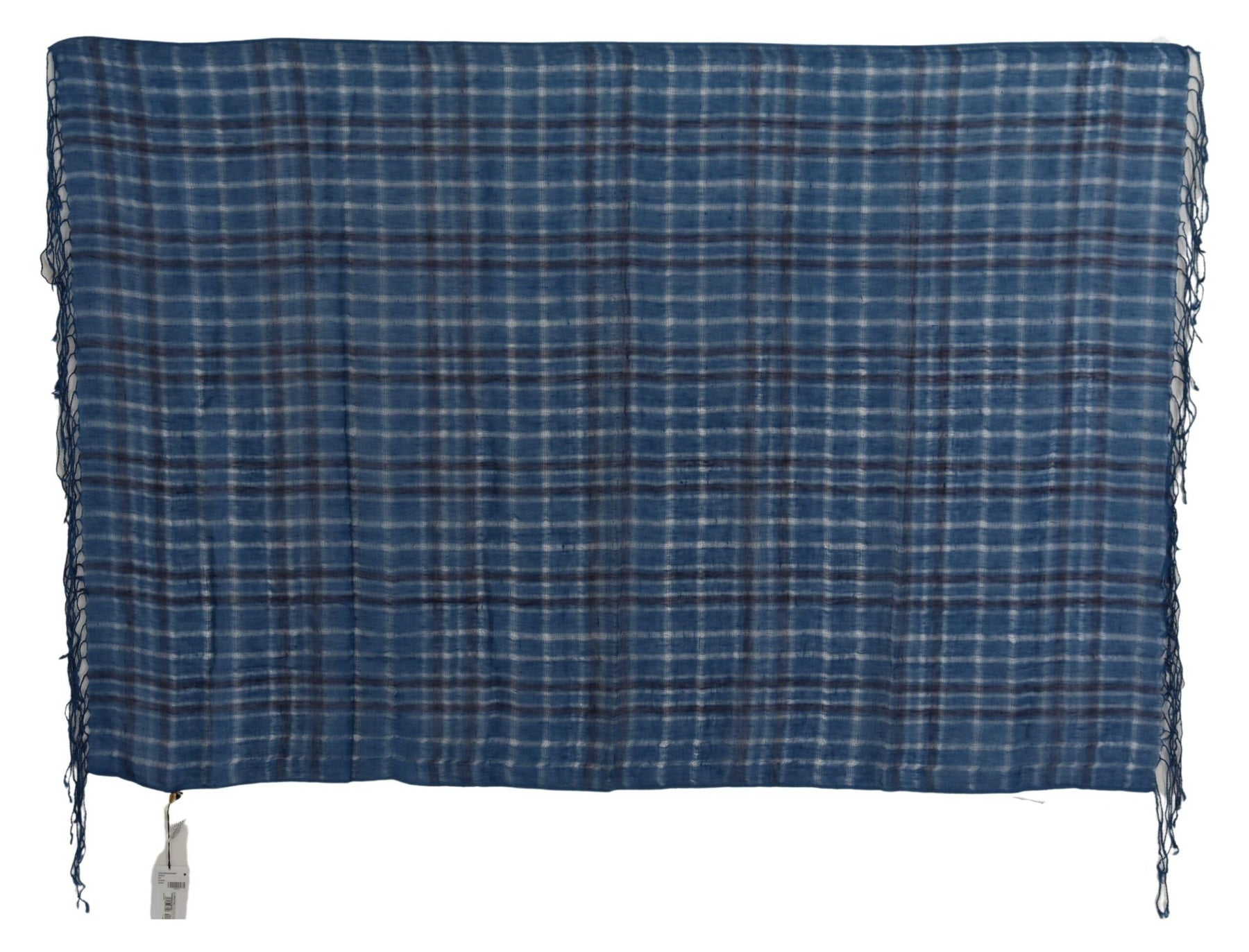 Costume National Blue Linen Shawl Foulard Fringes Scarf | Regal Royce