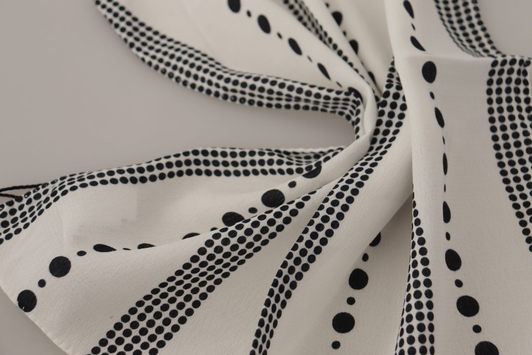 Dolce & Gabbana White Dotted Stripes Square Handkerchief Viscose Scarf | Regal Royce