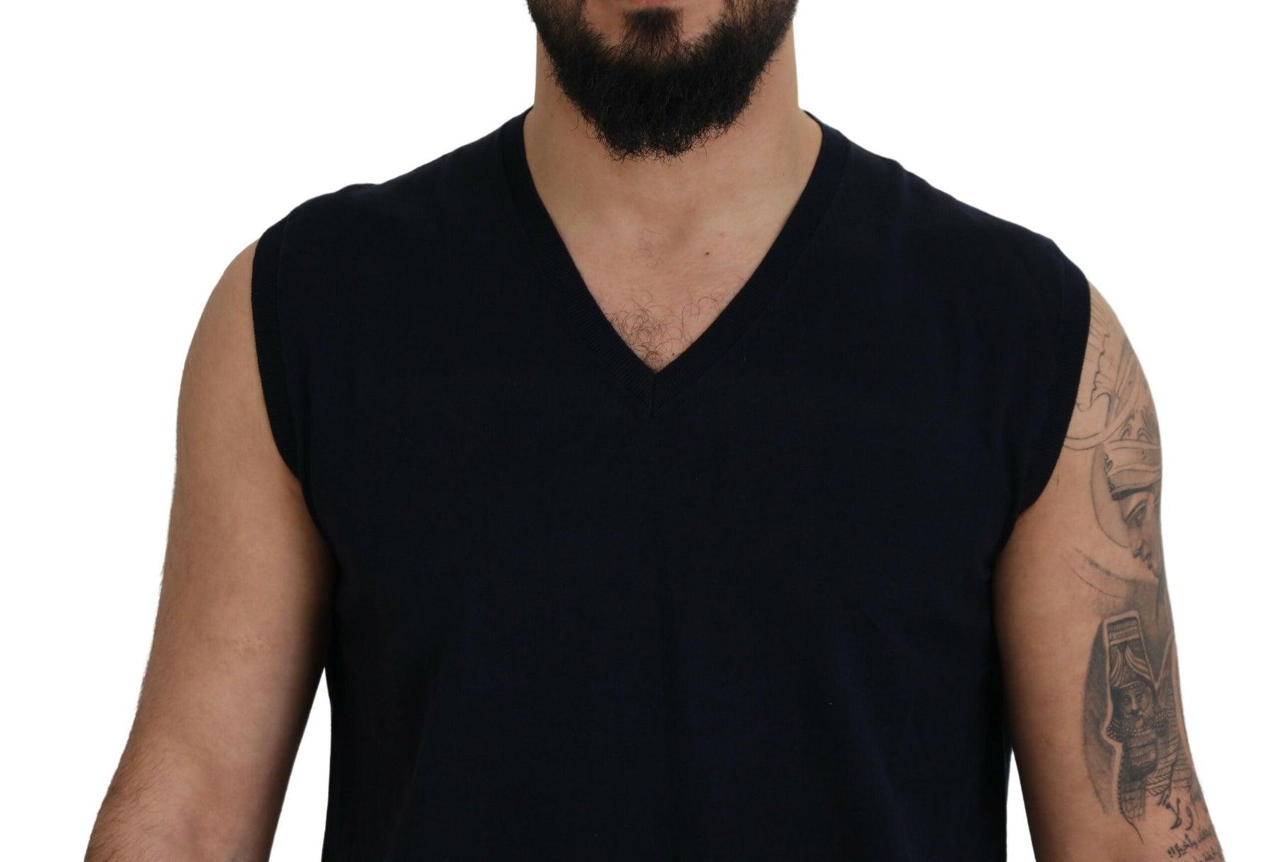 Paolo Pecora Milano Black Cotton V-neck Sleeveless Tank T-shirt | Regal Royce