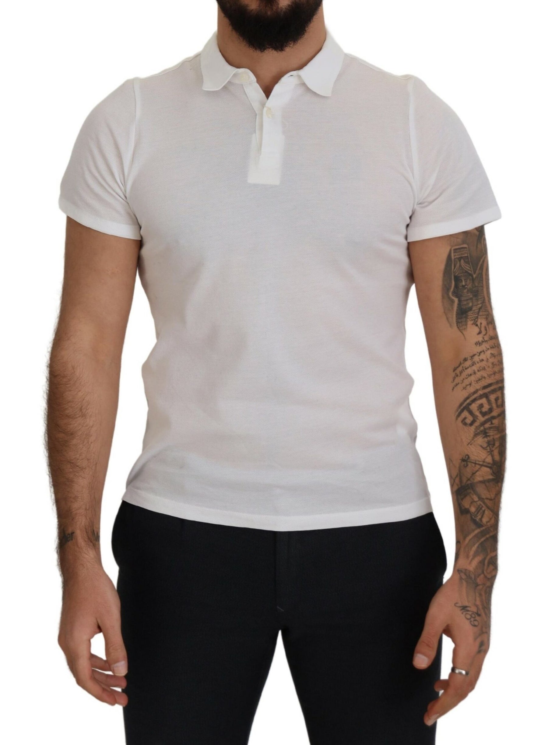 FRADI White Cotton Collared Short Sleeves Polo T-shirt | Regal Royce