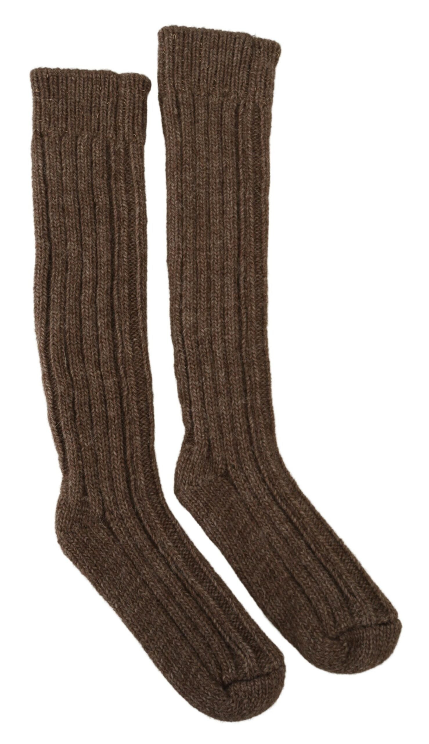 Dolce & Gabbana Brown Wool Knit Calf Long Women Socks | Regal Royce
