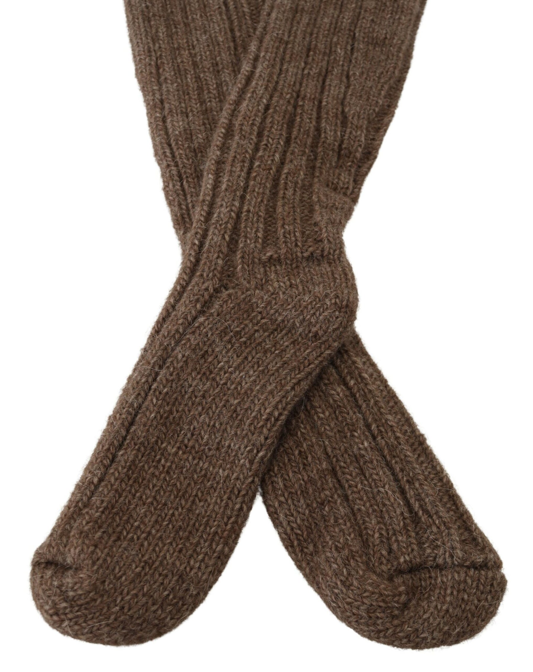 Dolce & Gabbana Brown Wool Knit Calf Long Women Socks | Regal Royce