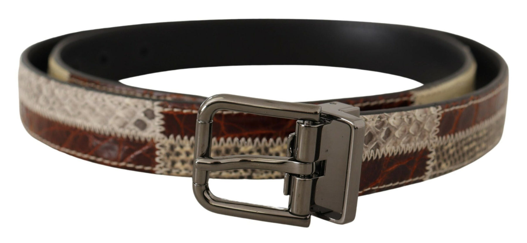 Dolce & Gabbana Multicolor Exotic Leather Patchwork Metal Belt | Regal Royce