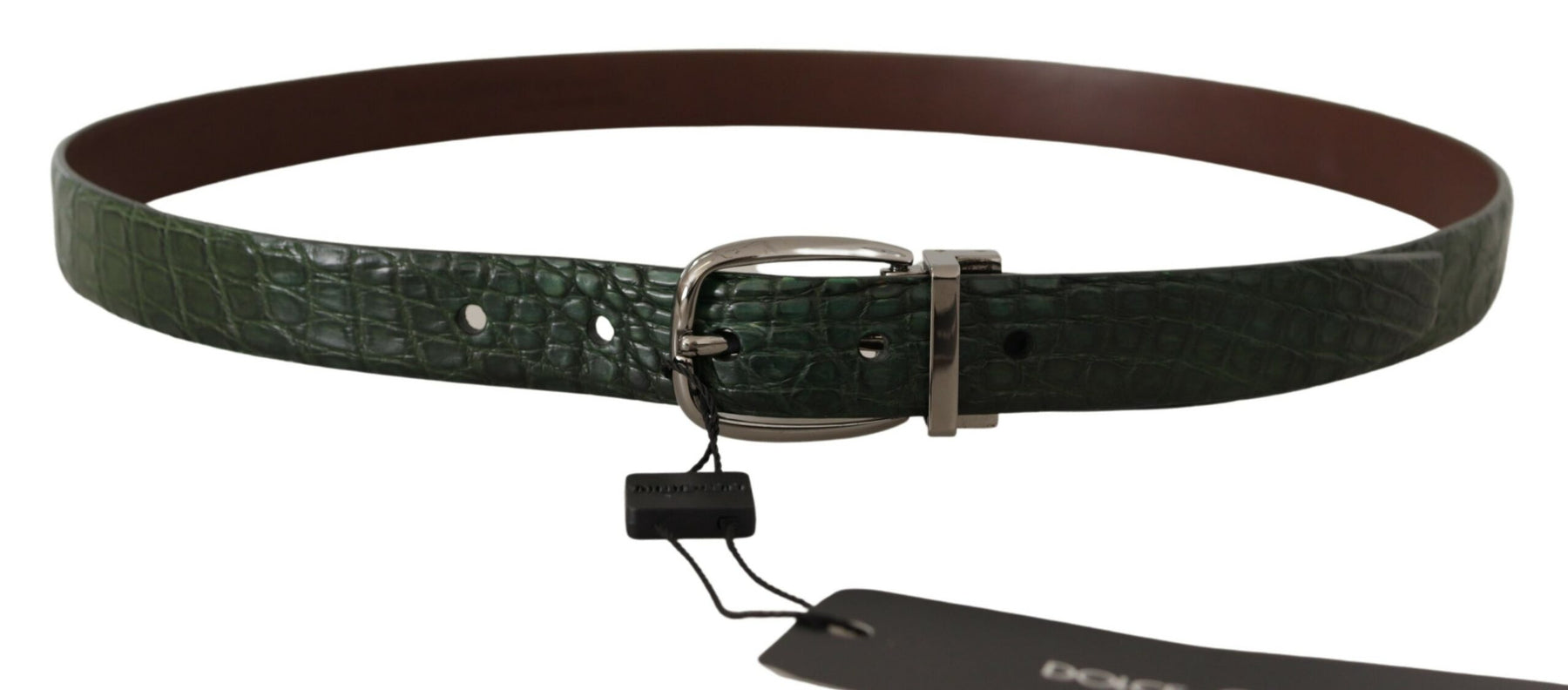 Dolce & Gabbana Green Exotic Leather Silver Buckle Belt | Regal Royce