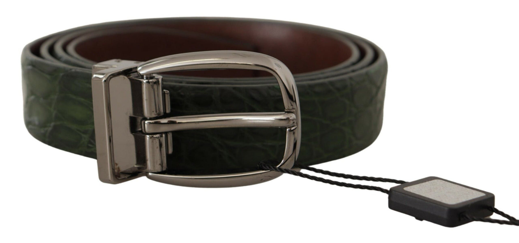 Dolce & Gabbana Green Exotic Leather Silver Buckle Belt | Regal Royce