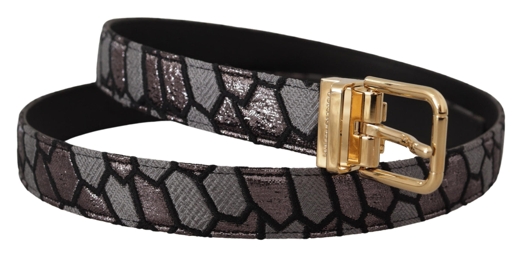 Dolce & Gabbana Multicolor Patchwork Leather Gold Jaquard Belt | Regal Royce