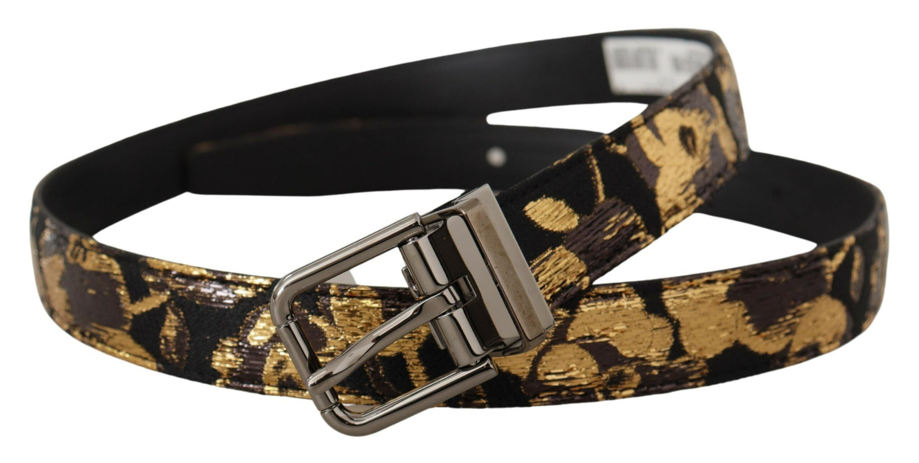 Dolce & Gabbana Multicolor Jacquard Leather Logo Metal Buckle Belt | Regal Royce