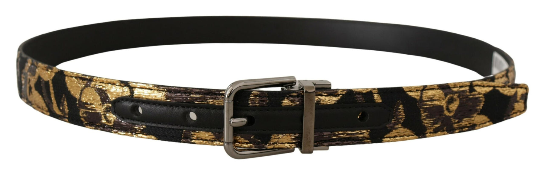 Dolce & Gabbana Multicolor Jacquard Leather Logo Metal Buckle Belt | Regal Royce