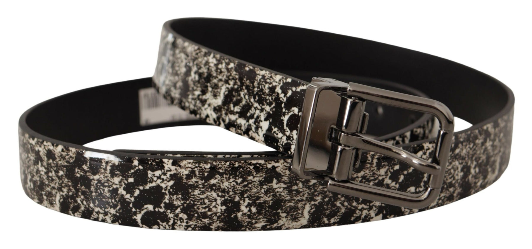 Dolce & Gabbana Black Marble Print Leather Gray Logo Belt | Regal Royce