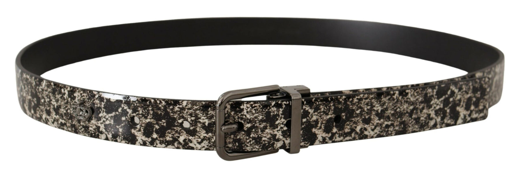 Dolce & Gabbana Black Marble Print Leather Gray Logo Belt | Regal Royce