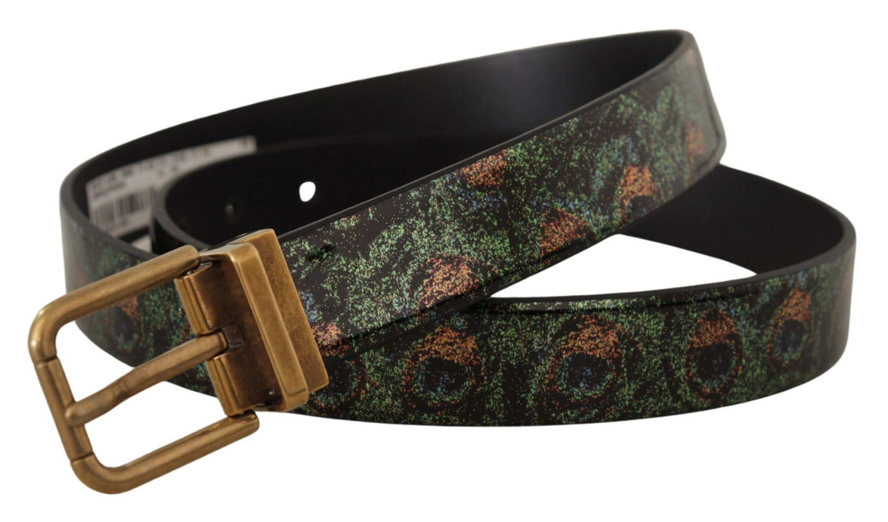 Dolce & Gabbana Multicolor Leather Vernice Pavone Bronze Metal Belt | Regal Royce