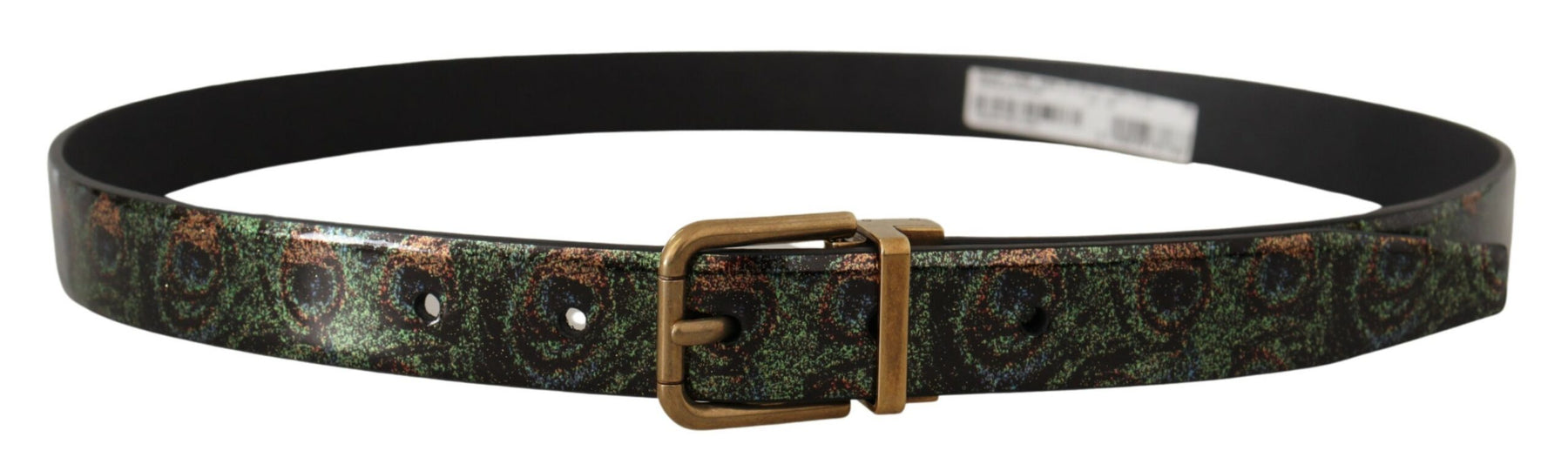 Dolce & Gabbana Multicolor Leather Vernice Pavone Bronze Metal Belt | Regal Royce