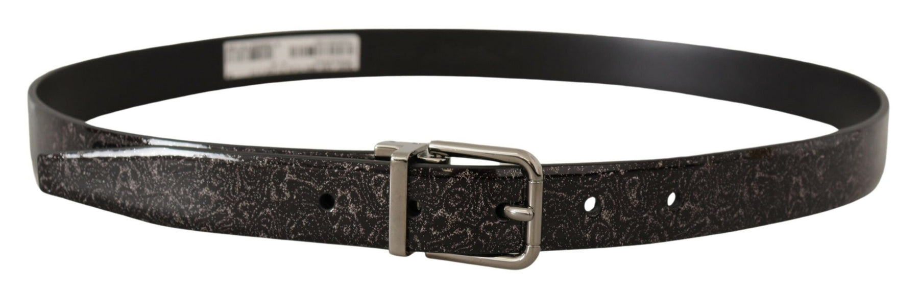 Dolce & Gabbana Black Goccia Glitter Patent Leather Buckle Vernice Belt | Regal Royce