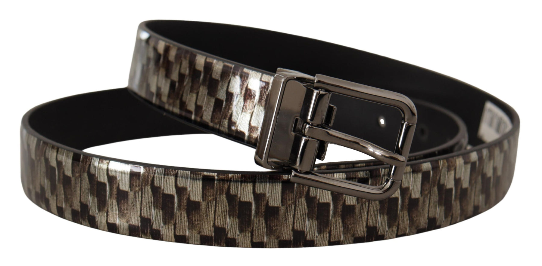 Dolce & Gabbana Brown Herringbone Leather Gray Belt | Regal Royce