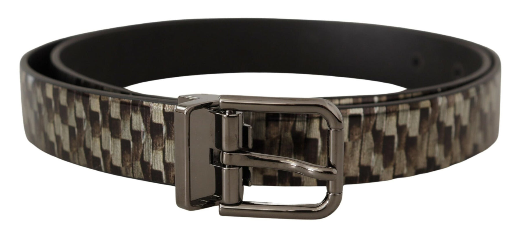 Dolce & Gabbana Brown Herringbone Leather Gray Belt | Regal Royce