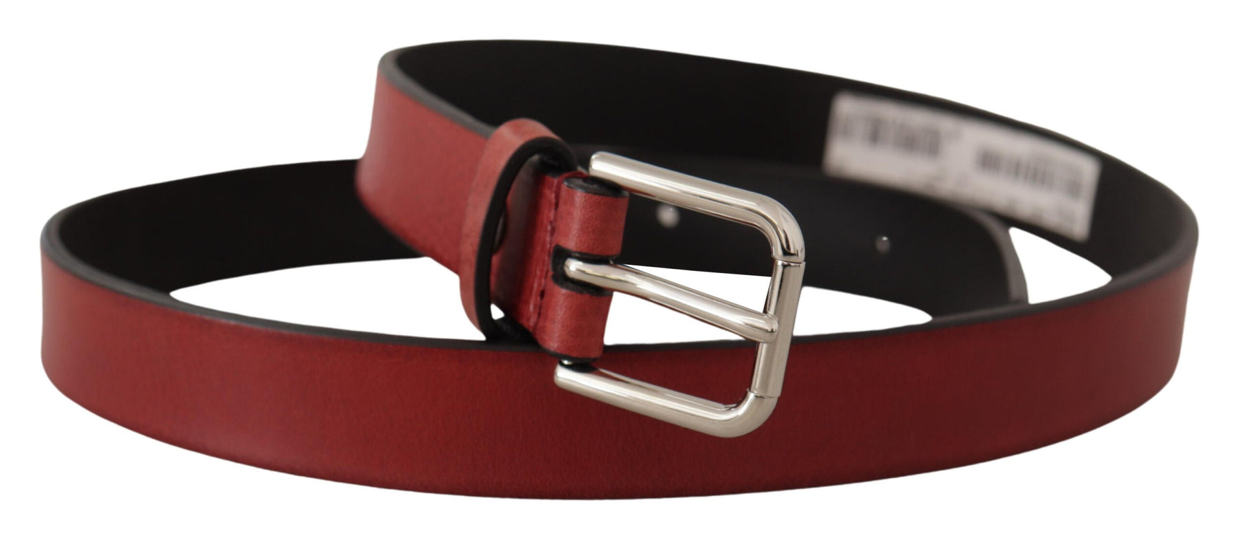 Dolce & Gabbana Maroon Vitello Leather Silver Metal Belt | Regal Royce