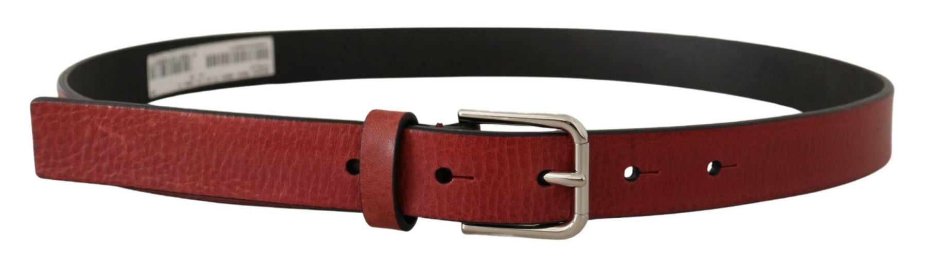 Dolce & Gabbana Maroon Vitello Leather Silver Metal Belt | Regal Royce