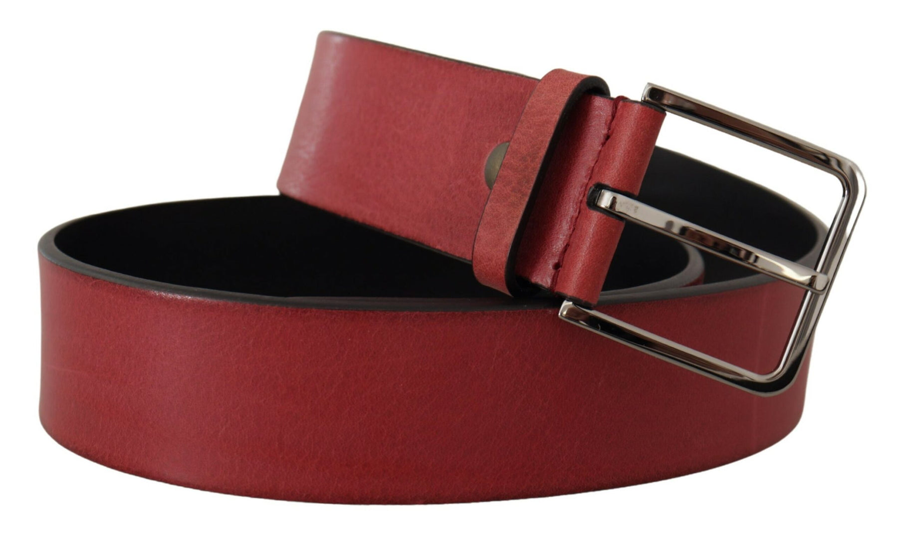 Dolce & Gabbana Maroon Vitello Silver Metal Logo Buckle Belt | Regal Royce