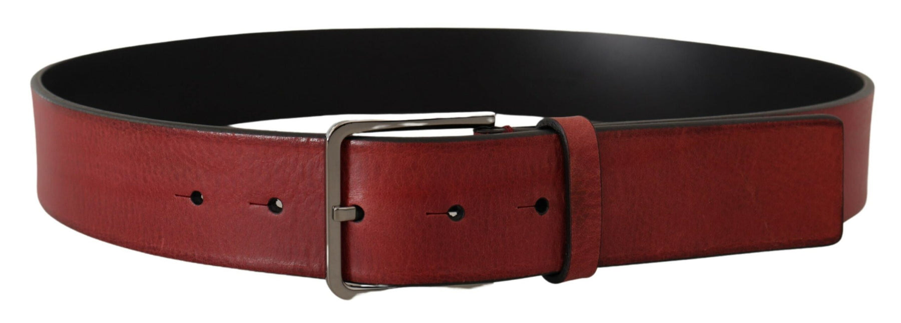 Dolce & Gabbana Maroon Vitello Silver Metal Logo Buckle Belt | Regal Royce