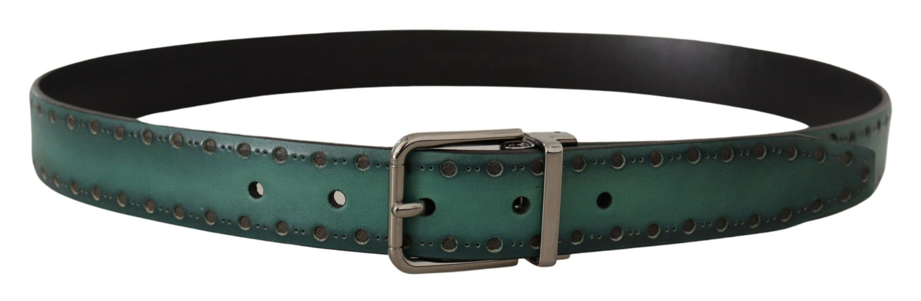 Dolce & Gabbana Green Giotto Leather Silver Metal Buckle Belt | Regal Royce