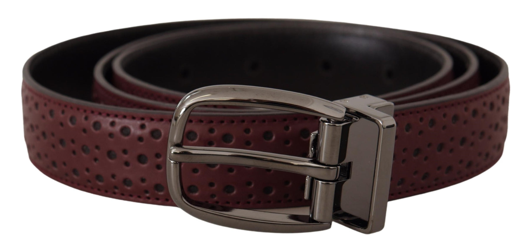 Dolce & Gabbana Brown Perforated Leather Metal Buckle Belt | Regal Royce