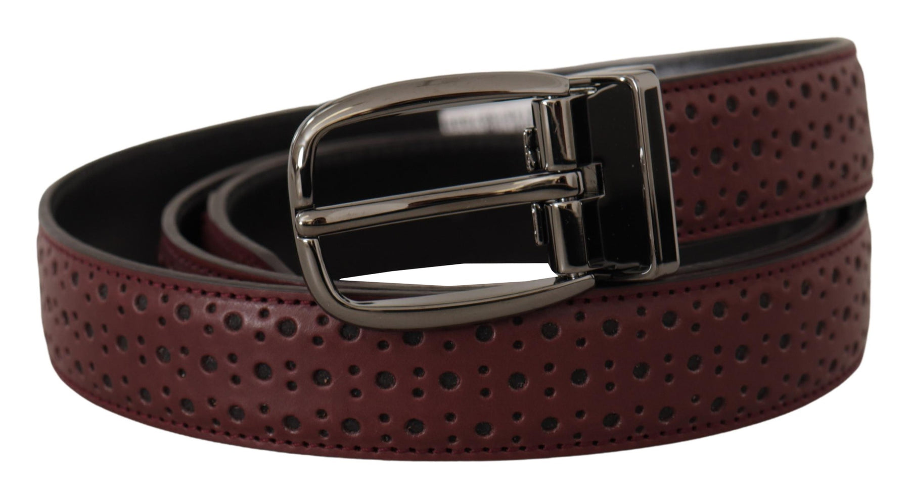 Dolce & Gabbana Brown Perforated Leather Metal Buckle Belt | Regal Royce