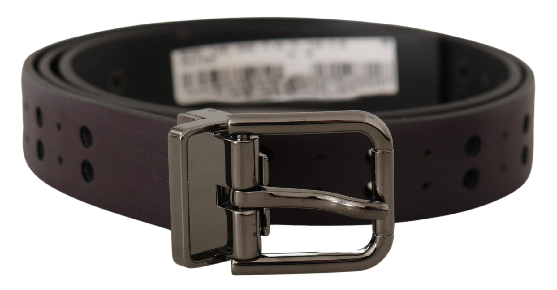 Dolce & Gabbana Burgundy Leather Perforated Metal Buckle Belt | Regal Royce
