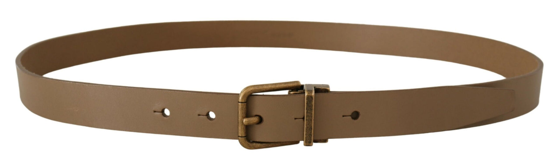 Dolce & Gabbana Brown Solid Leather Brass Buckle Classic Belt | Regal Royce