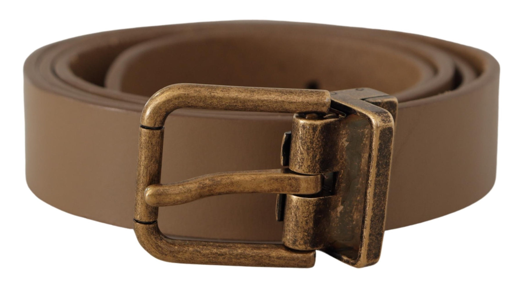 Dolce & Gabbana Brown Solid Leather Brass Buckle Classic Belt | Regal Royce